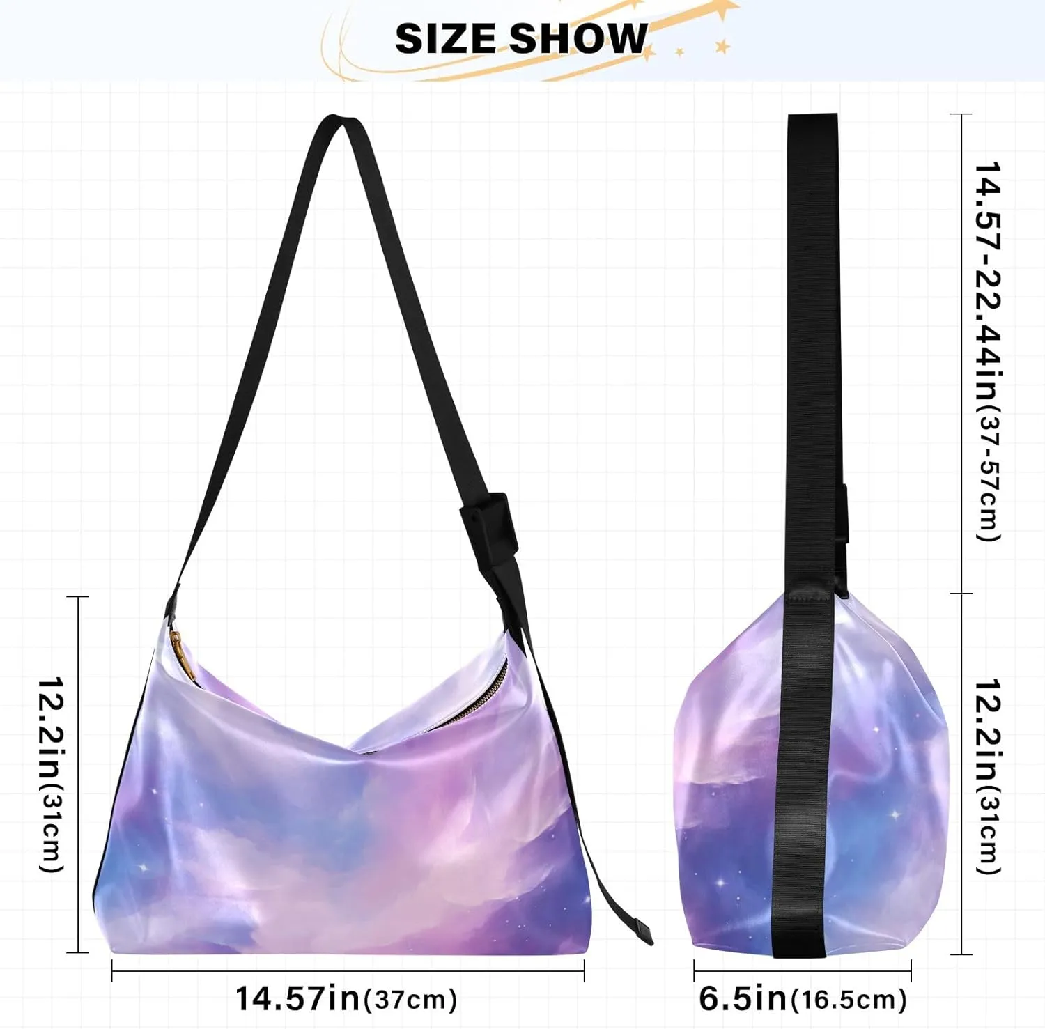 Floral on Dark Leather Shoulder Bag with Zipper, Woman Hobo Shoulder Bag, Leather Crossbody Shoulder Bag