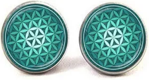 Flower of Life Cufflinks Teal Green Aqua Spiritual Cufflinks Jewelry Inspirational Cufflinks Sacred Geometry Meditation Jewelry