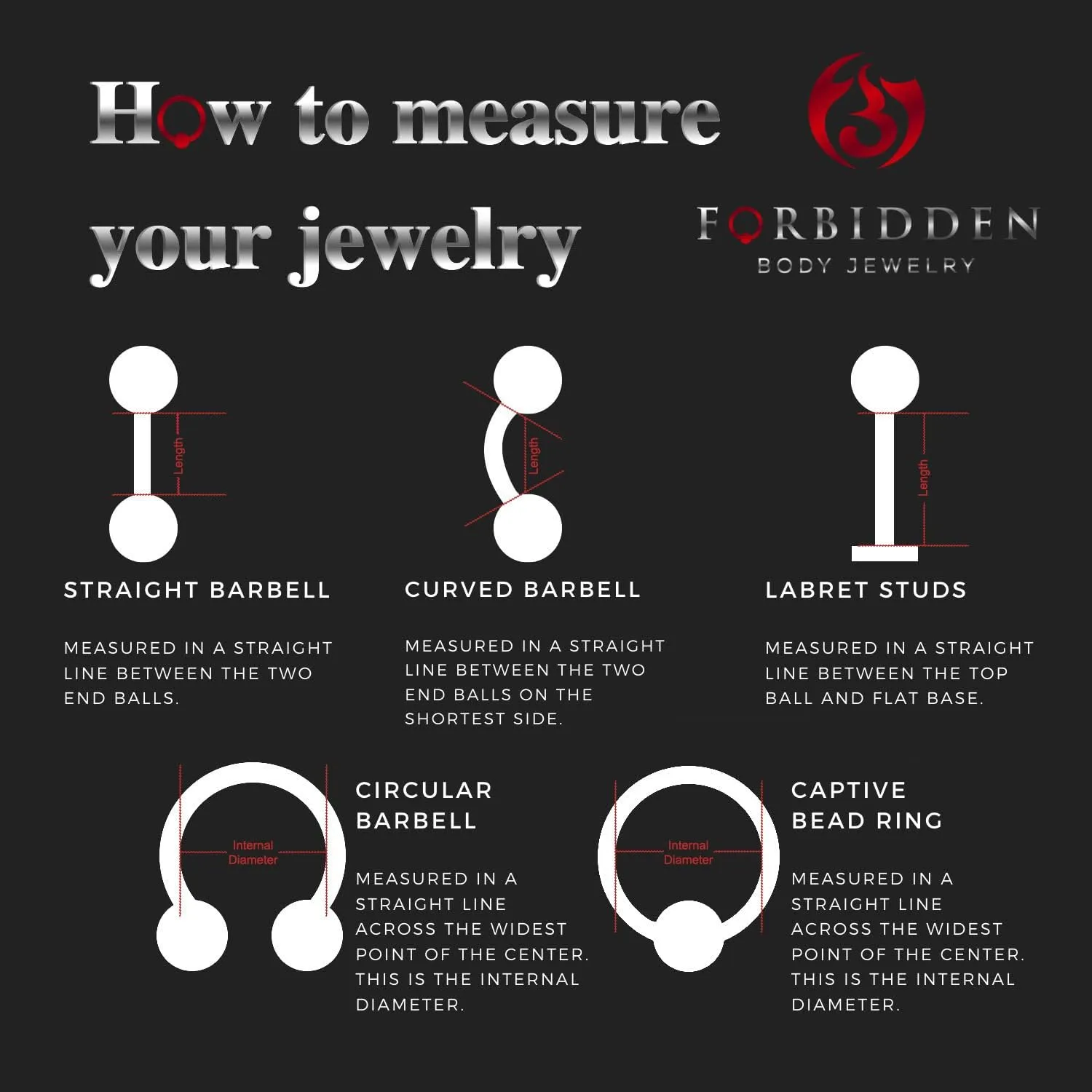 Forbidden Body Jewelry Piercing Jewelry, Tragus Piercing Jewelry, Tragus Jewelry, 14G-18G Internally Threaded Surgical Steel, Helix Earring and Labret Stud with Ball Top