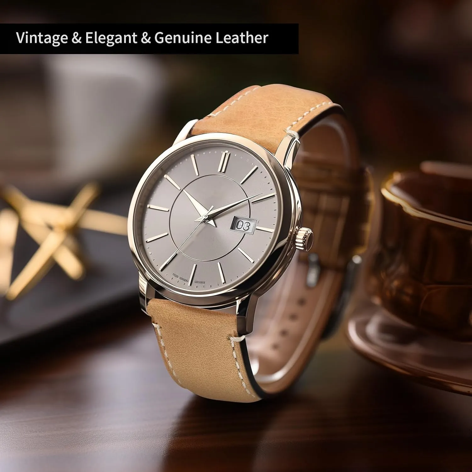 Fullmosa Watch Bands,18mm 19mm 20mm 22mm 24mm Quick Release Leather Watch Band Strap - Burnished Leather Watch Band Vintage Wristband
