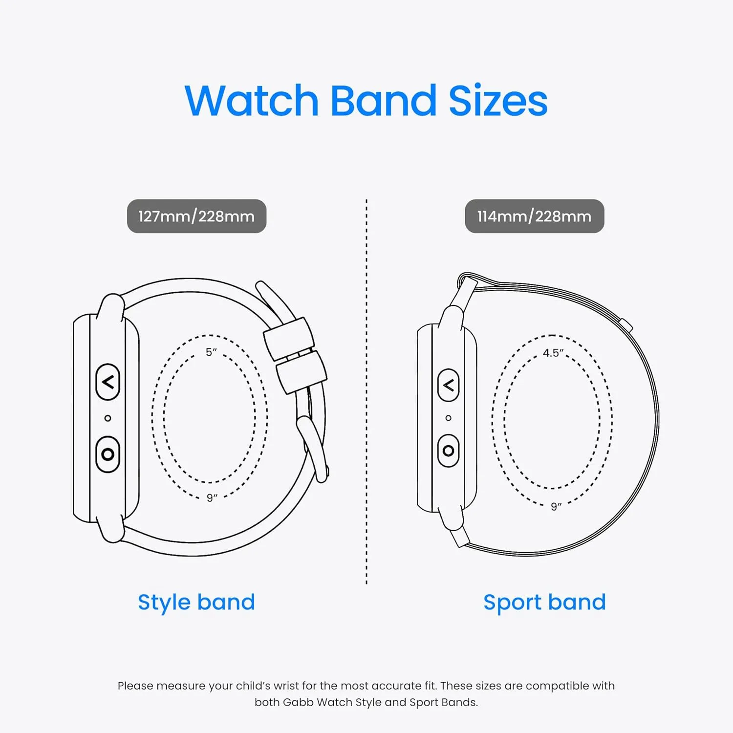 Gabb Watch Style Band - Kids Watch Band Replacement, Flexible, Waterproof Soft Silicone for All Watches, Easily Adjustable, Sweatproof and High-Performance Silicone (Arctic White)