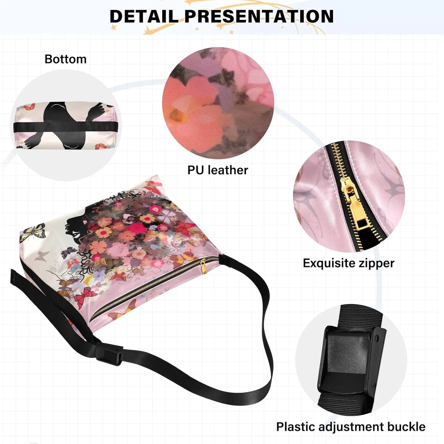 GAIGEO Tropical Tropical Leaves and Plants Shoulder Sling Bag for Men, Leather Shoulder Bag, Bag with Shoulder Strap