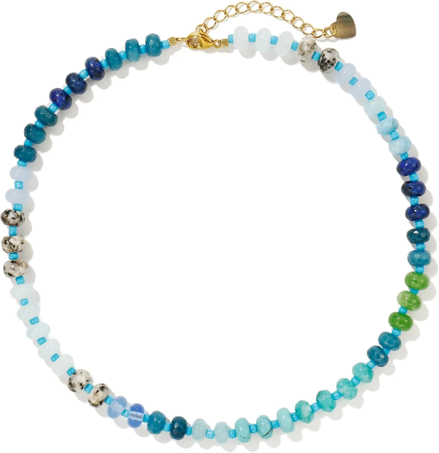 Gemstone Beaded Necklace for Women Colorful Natural Stone Freshwater Pearl Surfer Beach Rainbow Necklace Jewelry Gift
