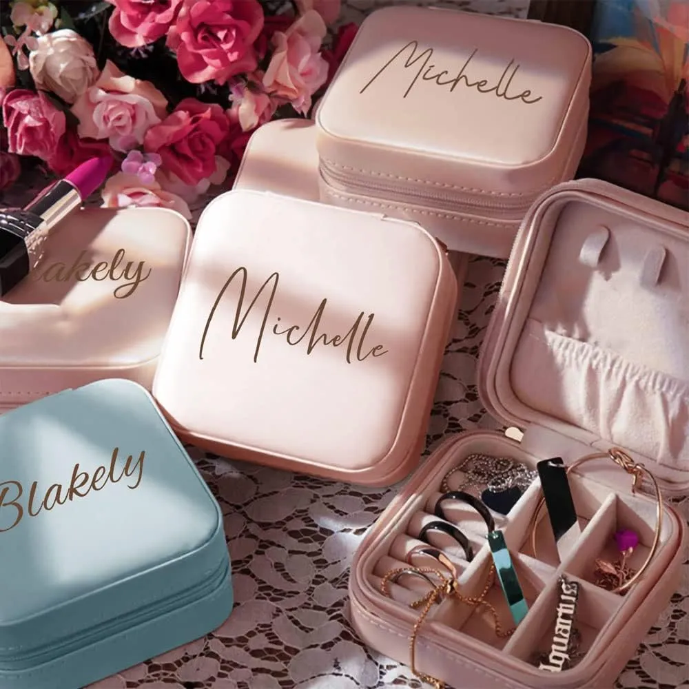 Getname Necklace Custom Name Travel Jewelry Case Personalized Travel Jewelry Box with Name Small Jewelry Box Portable Jewelry Organizer
