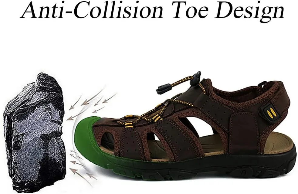 GEXECEUSS Men's Sport Sandals Lightweight Water Shoes Closed Toe Fisherman Sandals Walking Casual Leather Athletic Shoes for Summer Outdoor Beach Wading Boat