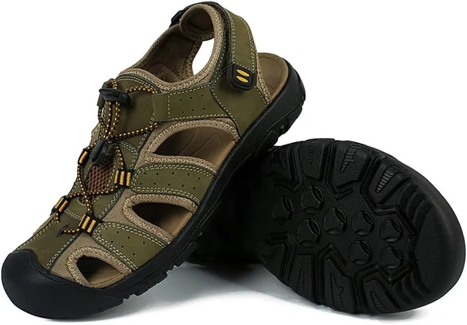 GEXECEUSS Men's Sport Sandals Lightweight Water Shoes Closed Toe Fisherman Sandals Walking Casual Leather Athletic Shoes for Summer Outdoor Beach Wading Boat