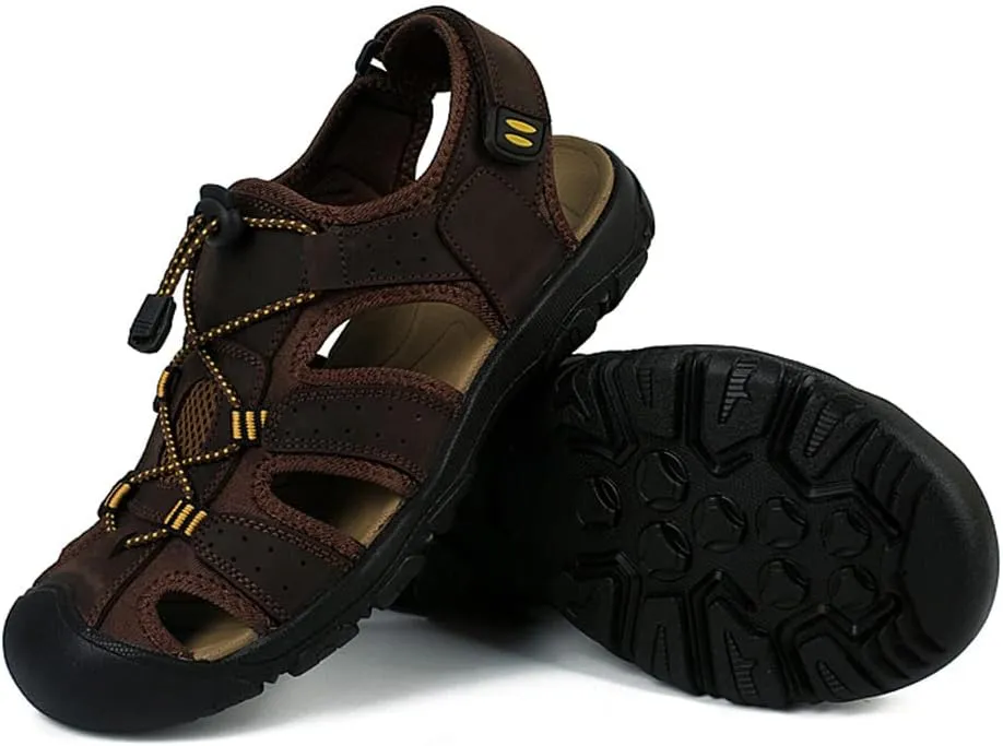GEXECEUSS Men's Sport Sandals Lightweight Water Shoes Closed Toe Fisherman Sandals Walking Casual Leather Athletic Shoes for Summer Outdoor Beach Wading Boat