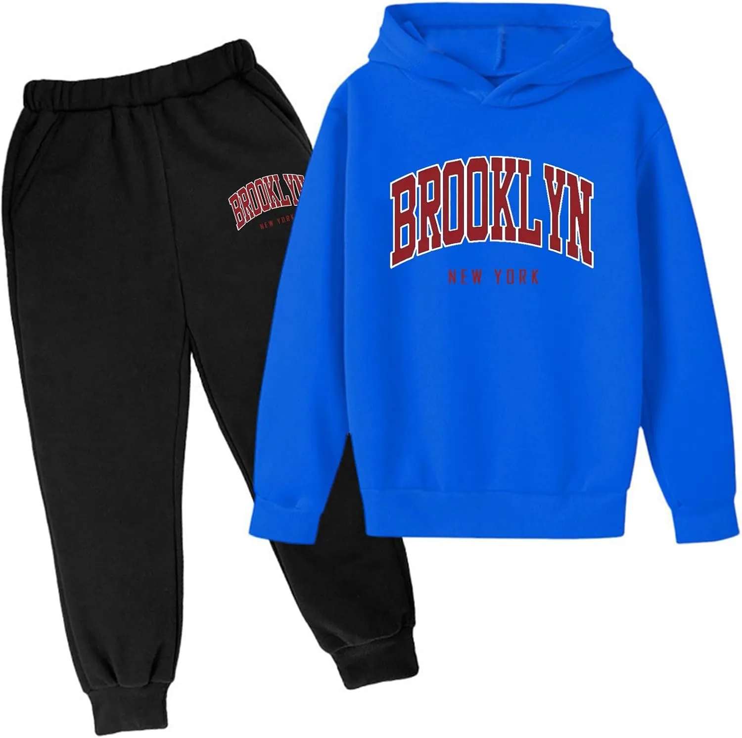 Girls' Sweatsuit Tracksuit 2 Piece Fleece Pullover Cropped Tops Sweatshirt Fleece Jogger Pants Soft Set for Girls