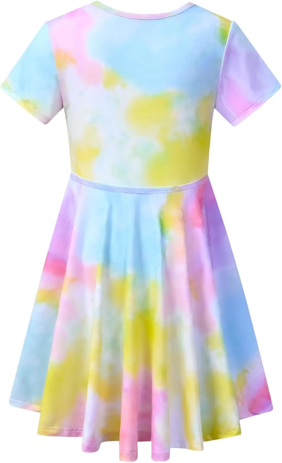 Girls Unicorn Dresses Summer Swing Short Sleeve Casual Clothes for Little Kids