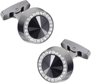 GLOBLELAND 1 Pair Alloy Resin Cufflinks for Men's Shirts Button Cuffs Cufflinks with Rhinestone Classic Design Cuff Links for Wedding Banquet Ceremony Business