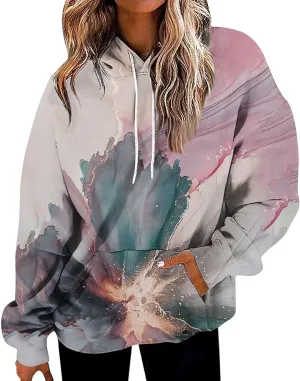 GOFULY Women'S Fashion Hoodies & Sweatshirts Long Sleeve Drawstring Sweatshirts Tie Dye Fall Pullover Winter Sweatshirts