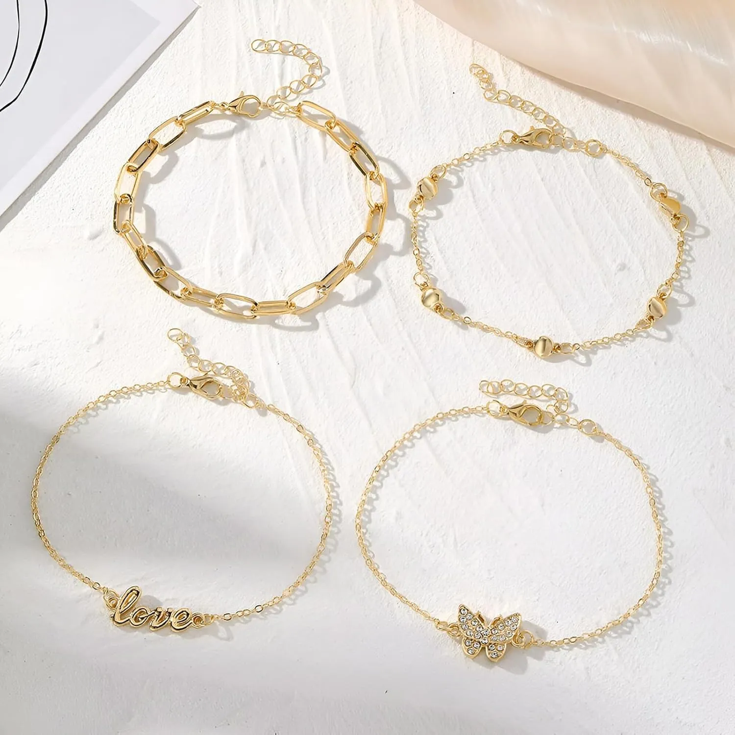 Gold & Silver-Plated Adjustable Anklets for Women Waterproof Summer Beach Layered Anklet Lightweight Gift for Mom