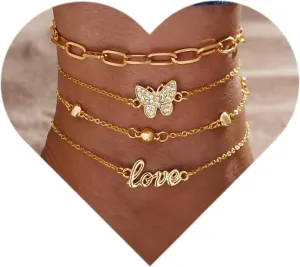 Gold & Silver-Plated Adjustable Anklets for Women Waterproof Summer Beach Layered Anklet Lightweight Gift for Mom