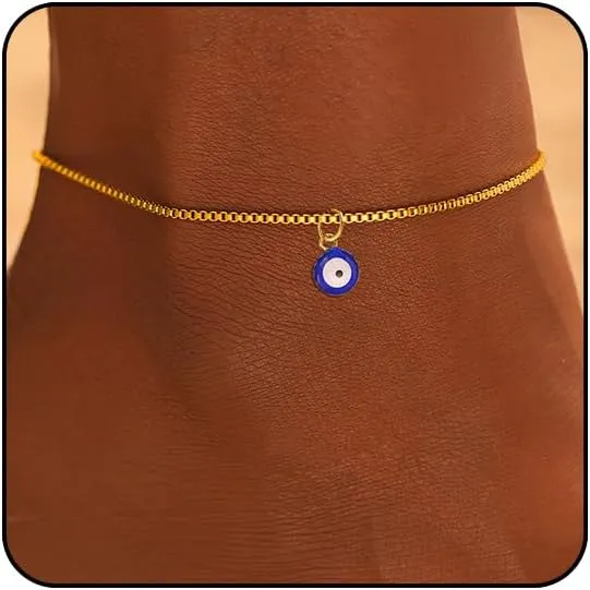Gold Ankle Bracelets for Women Waterproof Silver Anklets for Womon Stainless Steel Evil Eye Anklets for Women Starfish Anklet Bracelet Summer Beach Jewelry Dainty Feet Foot Jewelry