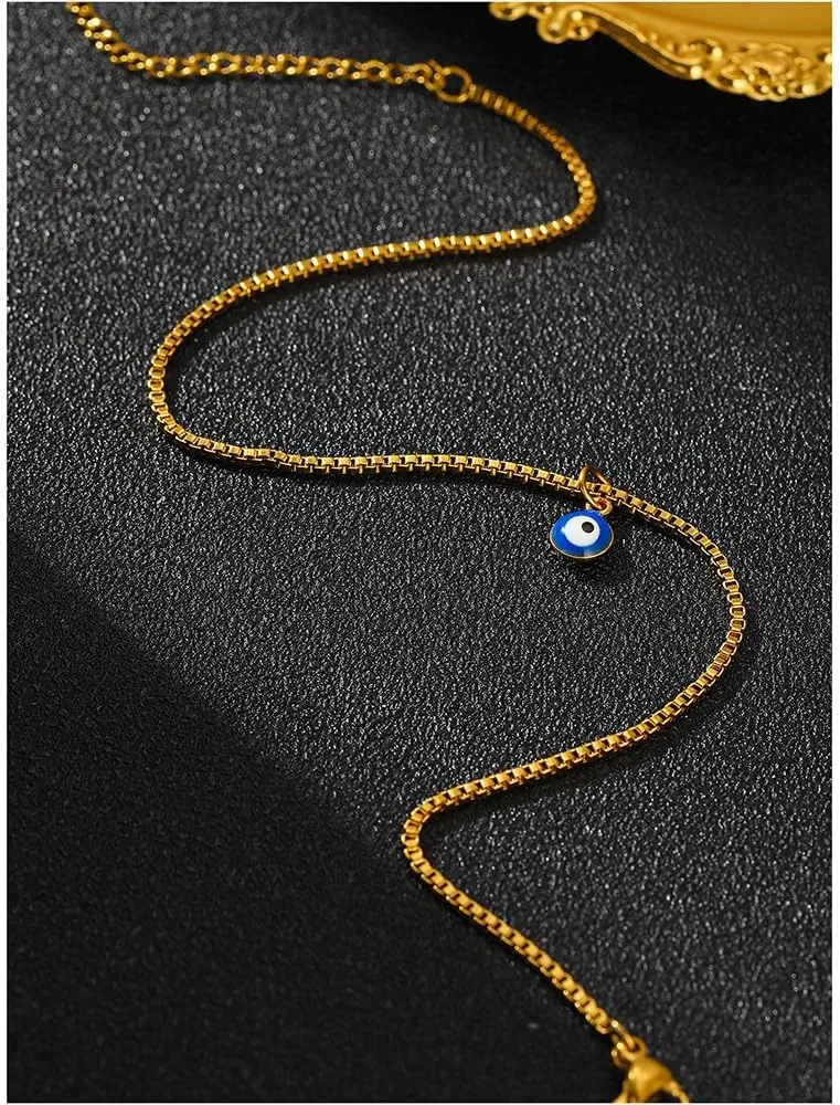 Gold Ankle Bracelets for Women Waterproof Silver Anklets for Womon Stainless Steel Evil Eye Anklets for Women Starfish Anklet Bracelet Summer Beach Jewelry Dainty Feet Foot Jewelry