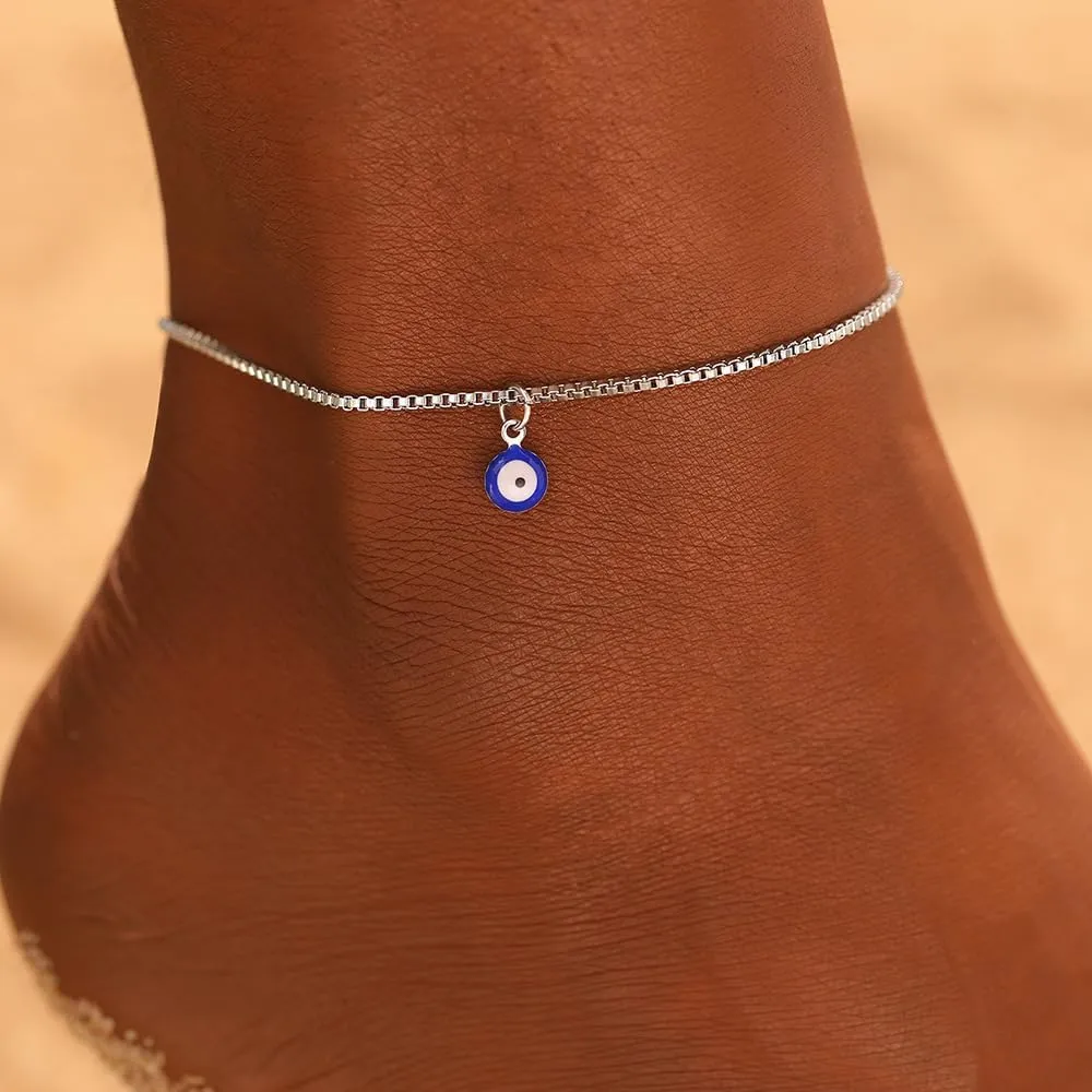 Gold Ankle Bracelets for Women Waterproof Silver Anklets for Womon Stainless Steel Evil Eye Anklets for Women Starfish Anklet Bracelet Summer Beach Jewelry Dainty Feet Foot Jewelry