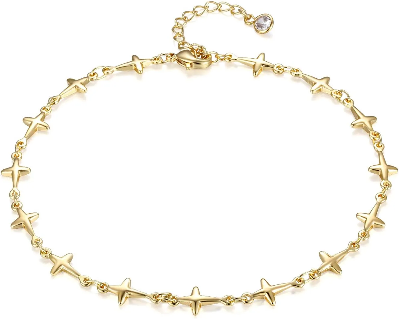 Gold Anklets for Women 14K Gold Plated Boho Beach Chain Anklet Daint Beaded Ankle Bracelet Adjustable Chain Anklet Foot Jewelry