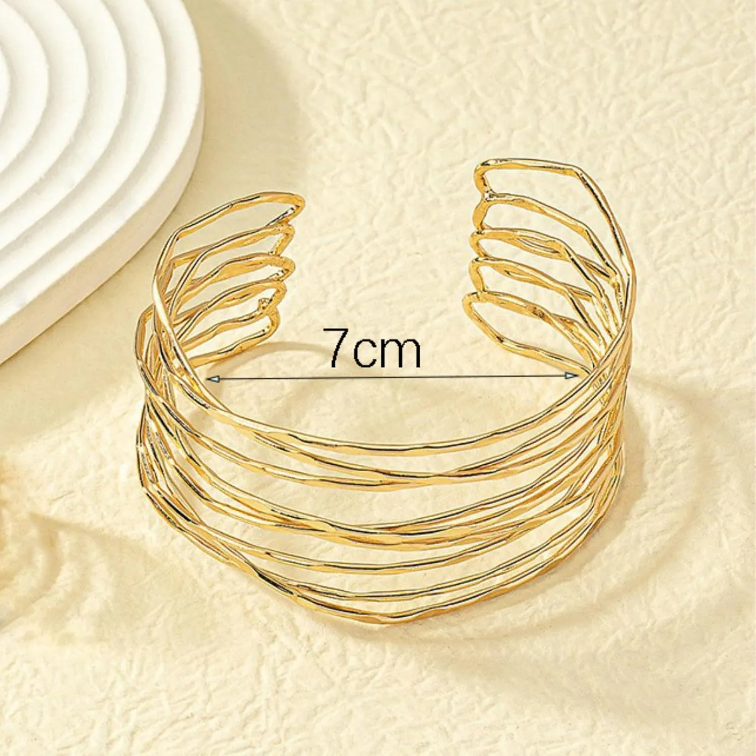 Gold Chunky Cuff Bracelet for Women,Boho Twisted Multi-layer Cross Wire Bangle Bracelets Punk Wide Open Wrist Arm Cuffs Jewelry