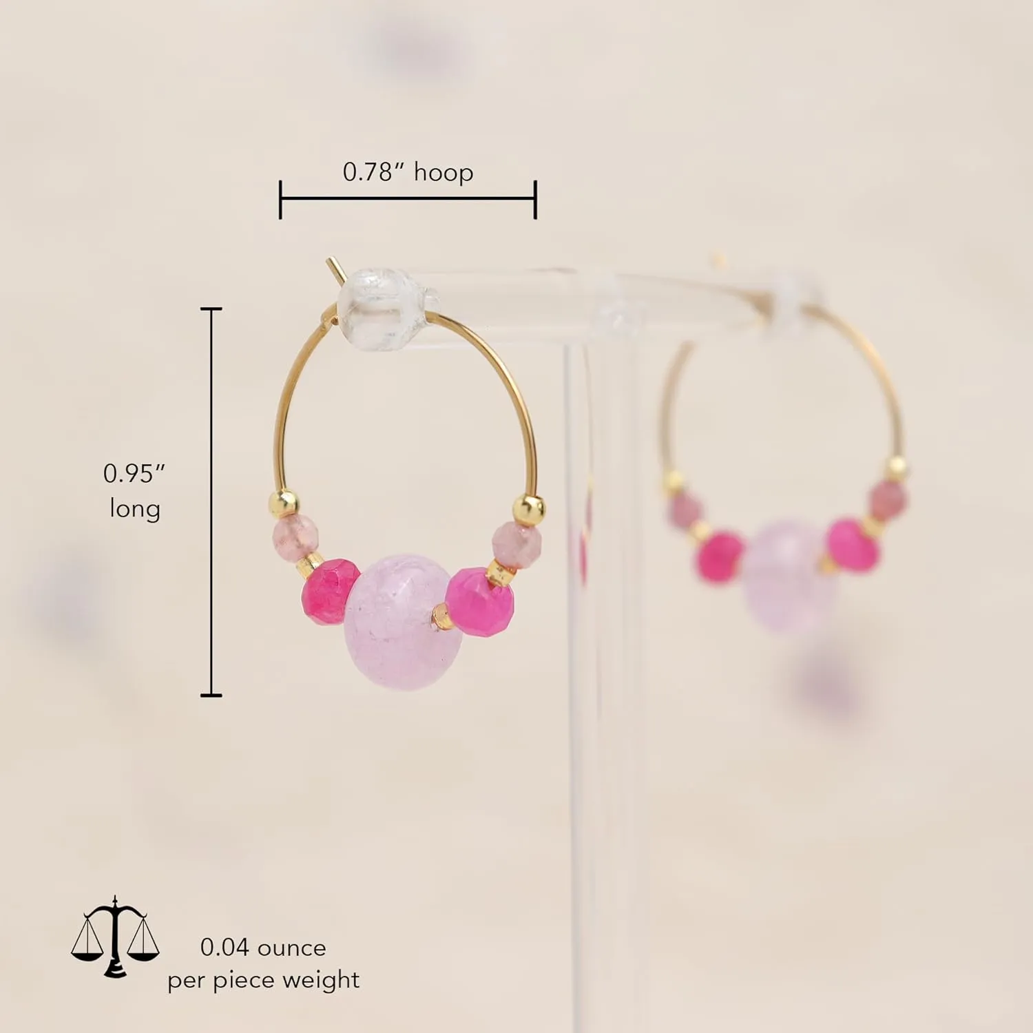 Gold Gemstone Beaded Earrings for Women,Dainty Boho Handmade Beads Cartilage Hypoallergenic Prom Fashion Jewelry Gift.