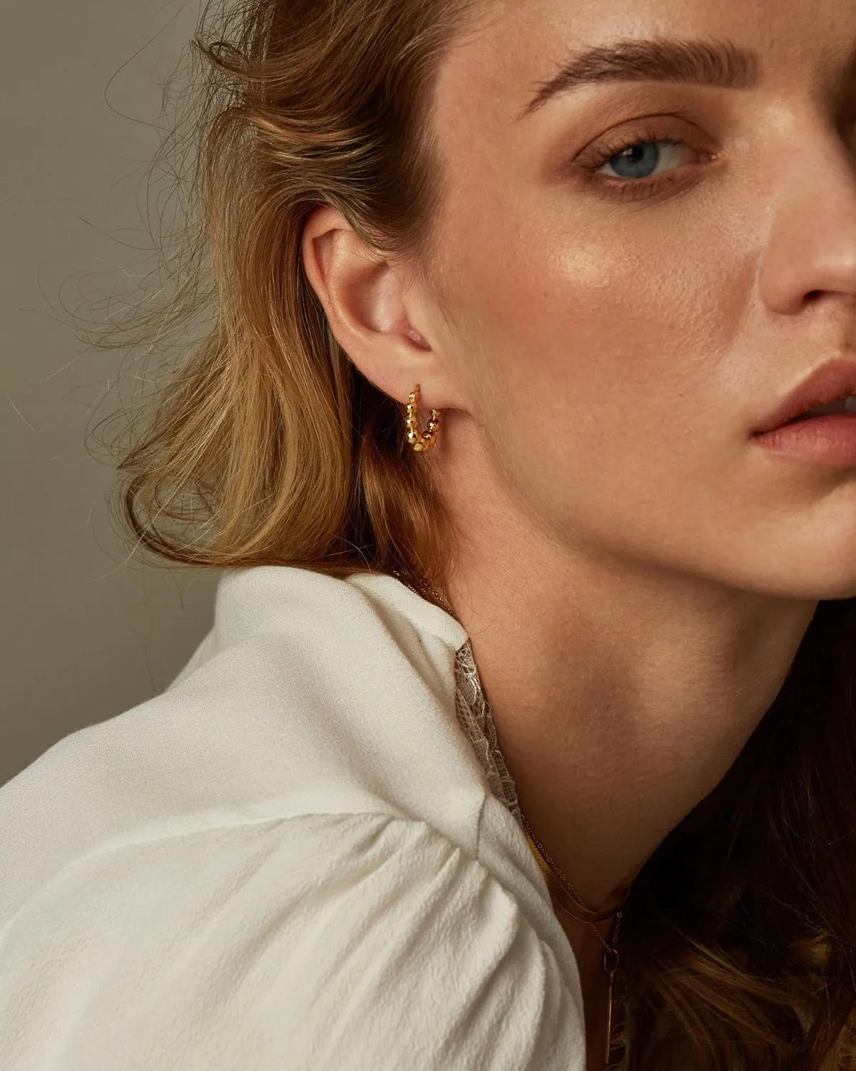 Gold Hoop Earrings for Women Trendy 14k Gold Plated Chunky Small Huggie Hoop Earrings Dainty Triangle Beaded Hypoallergenic Twisted Hoop Earrings for Women Jewelry