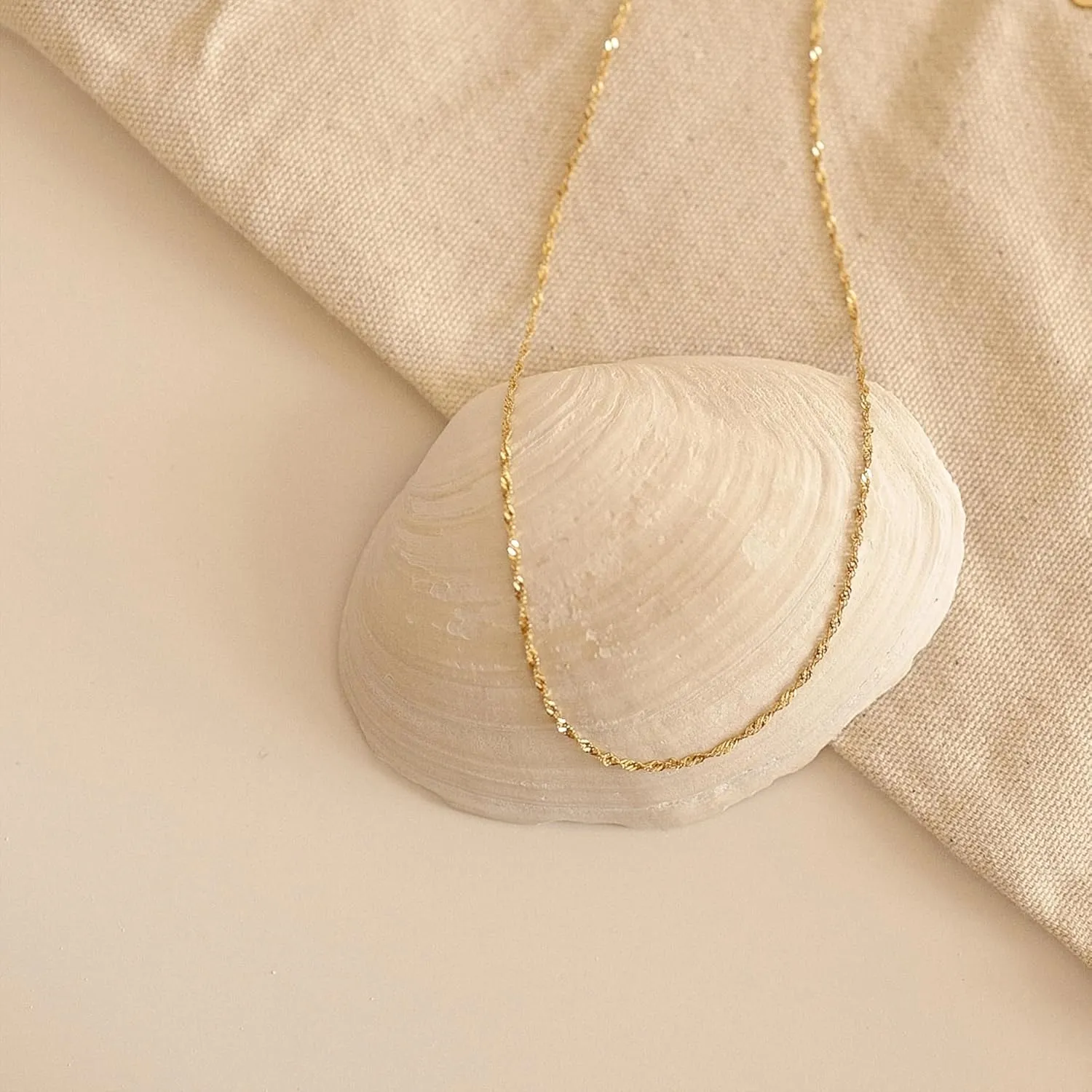 Gold Necklace for Women, 18K Gold Thin Chain Plated Choker Dainty Layered Necklaces, Box Chain Necklace 18K White Gold Plated Dainty Layered Necklaces