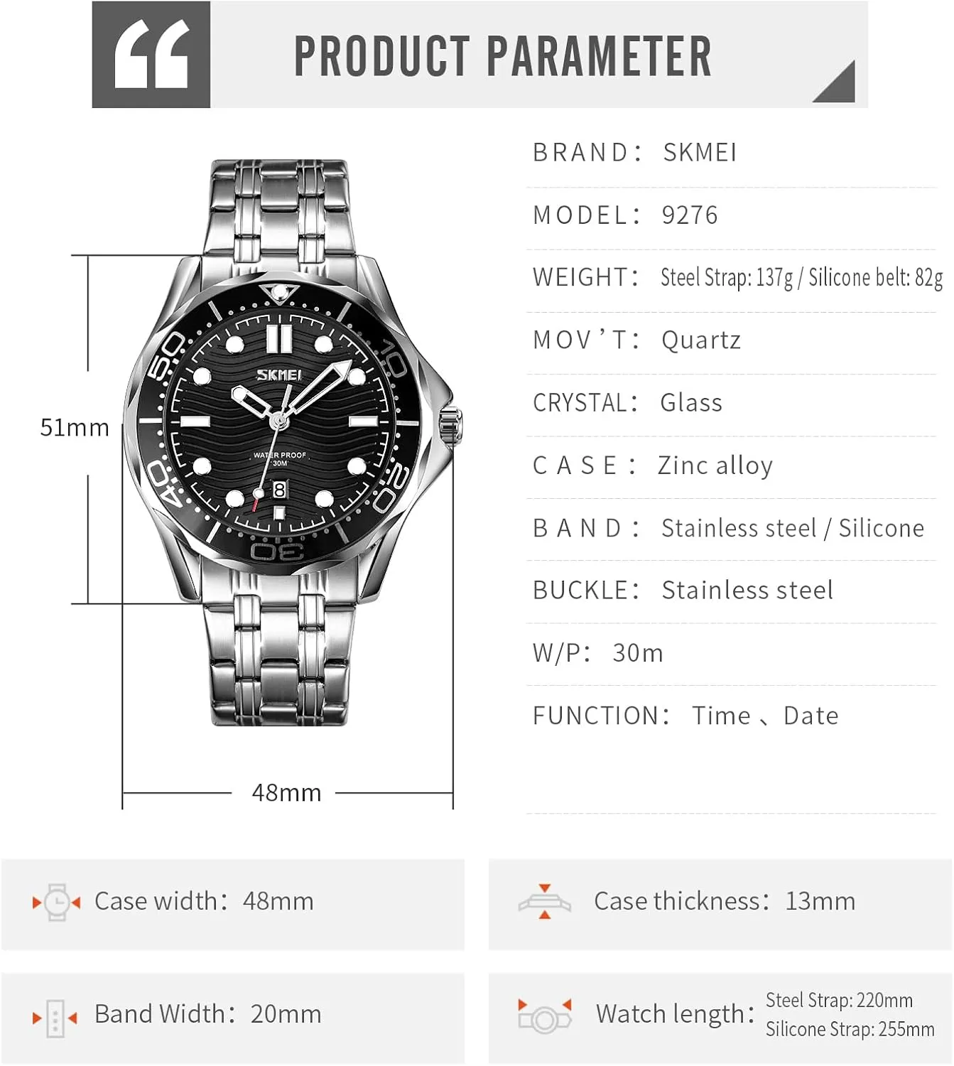 Gosasa Business Casual Mens Watches Rotatable Bezel Luminous Hands Analog Quartz Wristwatch Stainless Steel Silicone Strap Watch for Men
