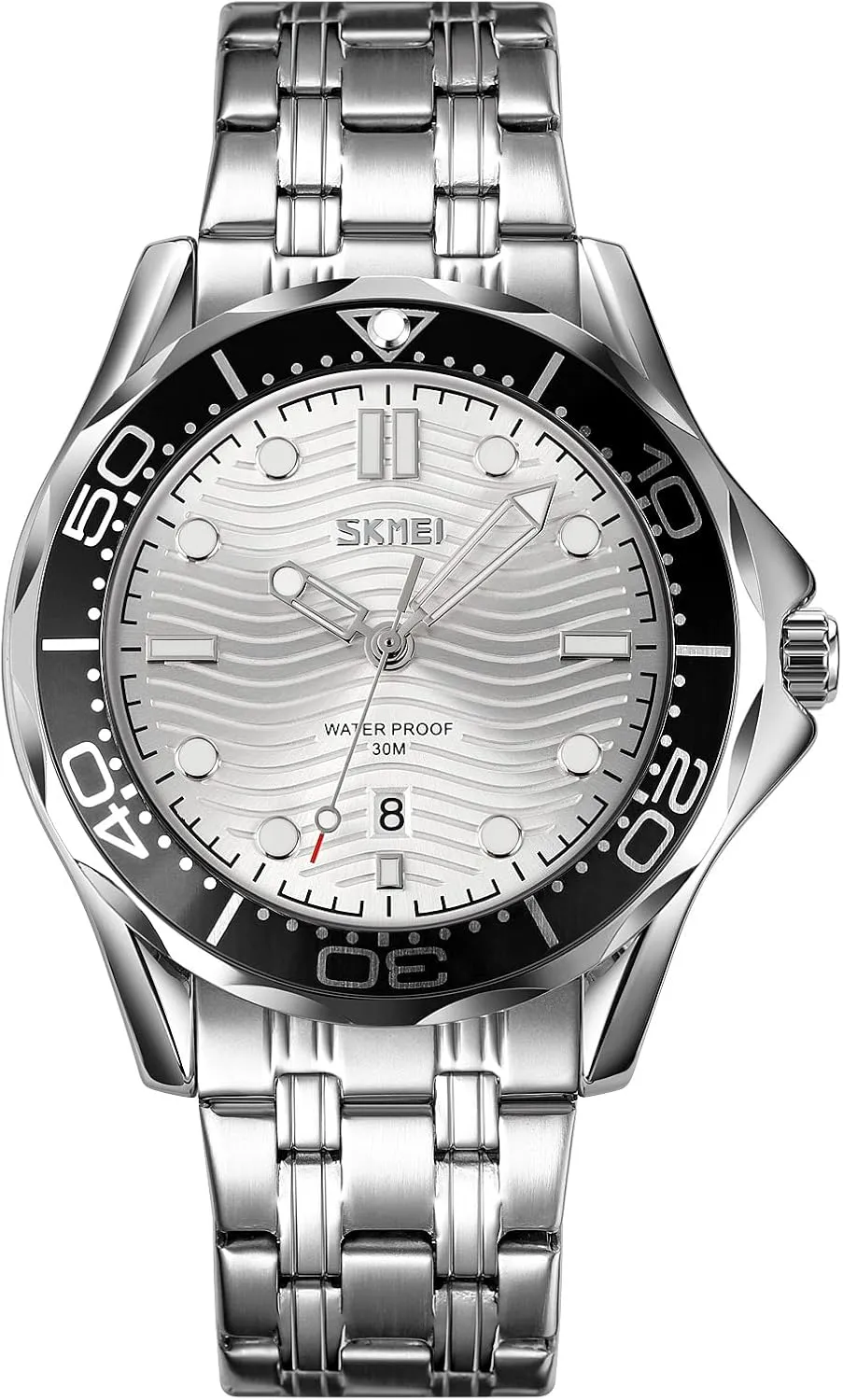 Gosasa Business Casual Mens Watches Rotatable Bezel Luminous Hands Analog Quartz Wristwatch Stainless Steel Silicone Strap Watch for Men