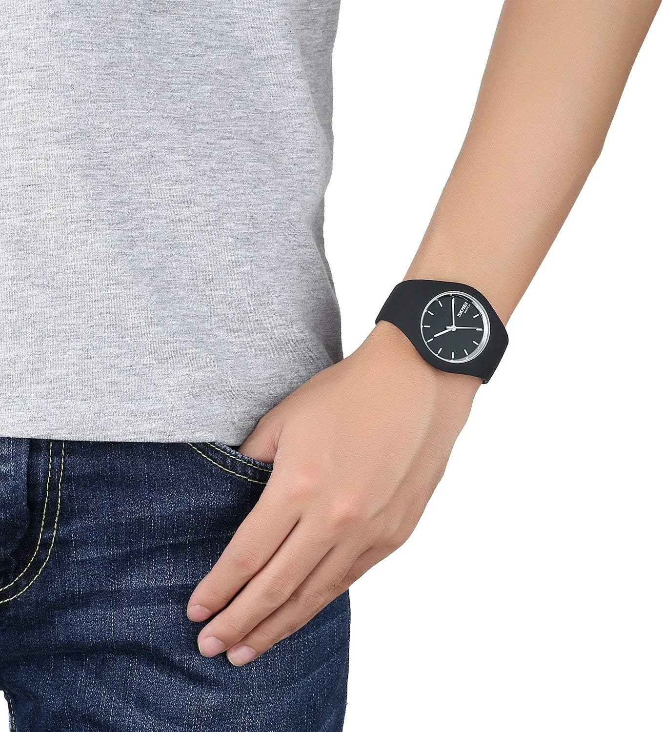 Gosasa Casual Simple Style Silicone Strap Women Men Sports Watches 30M Waterproof