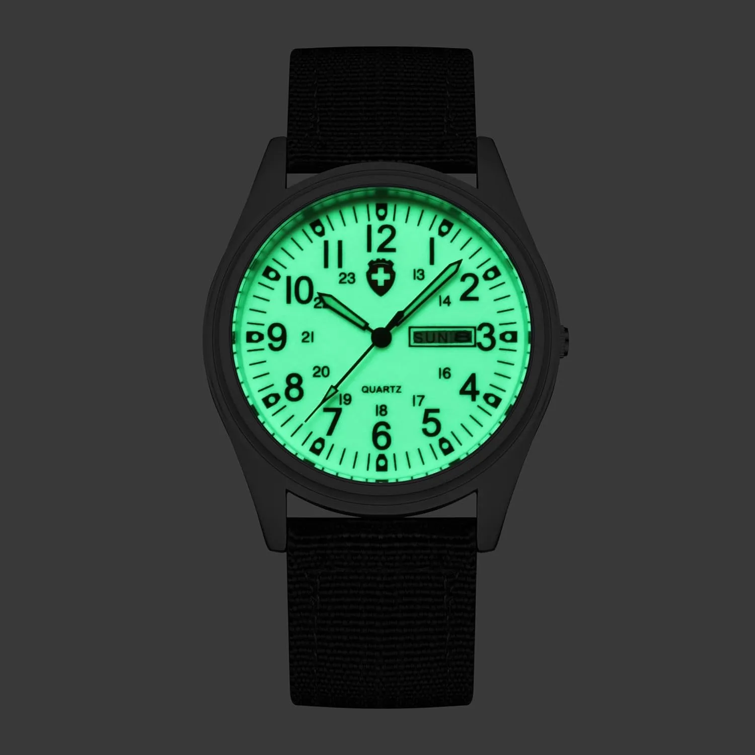 Gosasa Unisex Military Watches Sport Textile Nylon Strap Stylish Men Watch Luminous Fashion Watches Analog Display Quartz Waterproof Casual Wristwatch