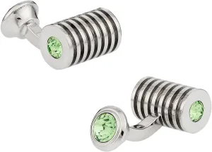 Green Crystal Silver Cufflinks with Presentation Gift Box - Perfect for Travel