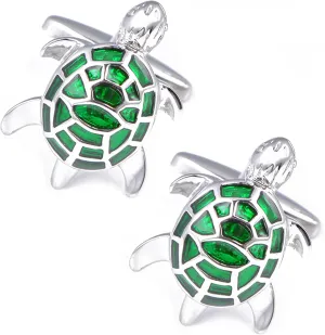 Green Turtle Men's Cufflinks for Wedding Daily French Cuff Tuxedo Shirt In Gift Box Brass Metal Shirt Buttons Cufflinks Jewelry Anniversary