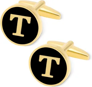 GWD Cufflinks for Men Personalized Black Gold Silver Letter CuffLink Shirt Cufflinks