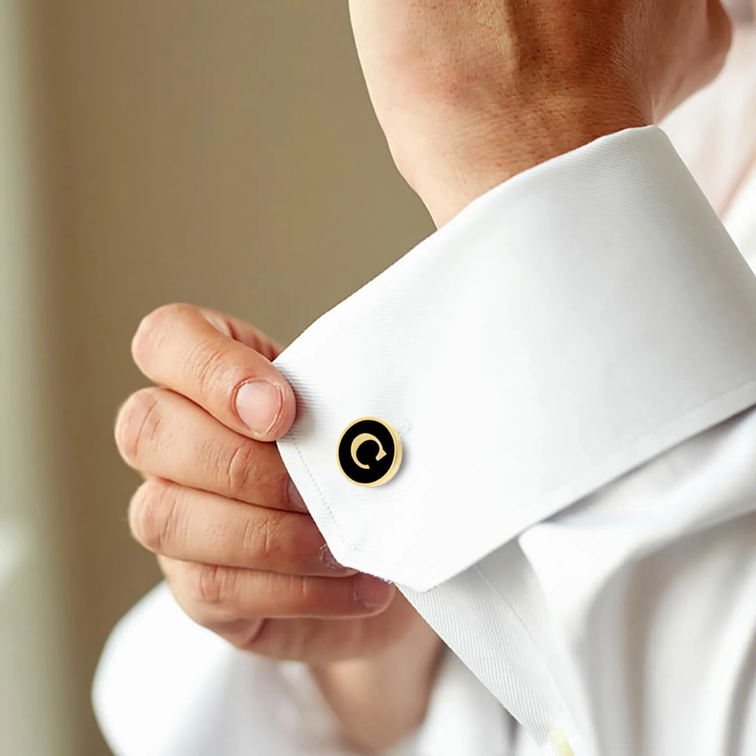 GWD Cufflinks for Men Personalized Black Gold Silver Letter CuffLink Shirt Cufflinks