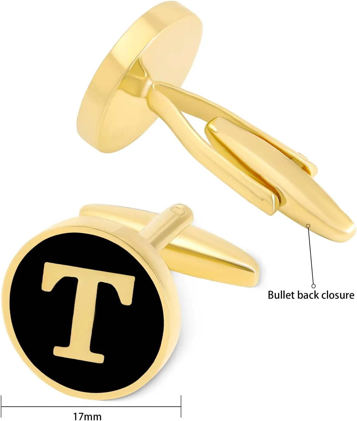 GWD Cufflinks for Men Personalized Black Gold Silver Letter CuffLink Shirt Cufflinks
