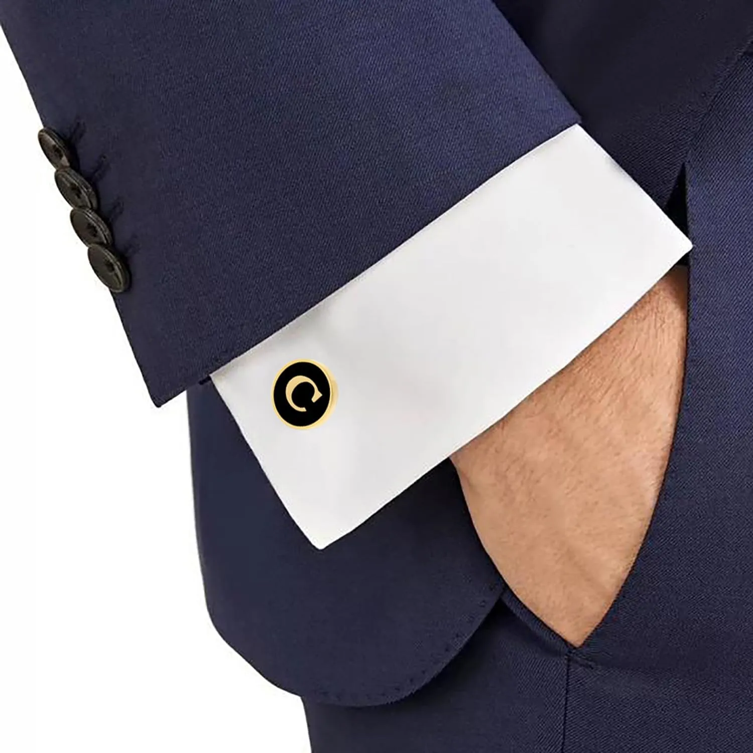GWD Cufflinks for Men Personalized Black Gold Silver Letter CuffLink Shirt Cufflinks