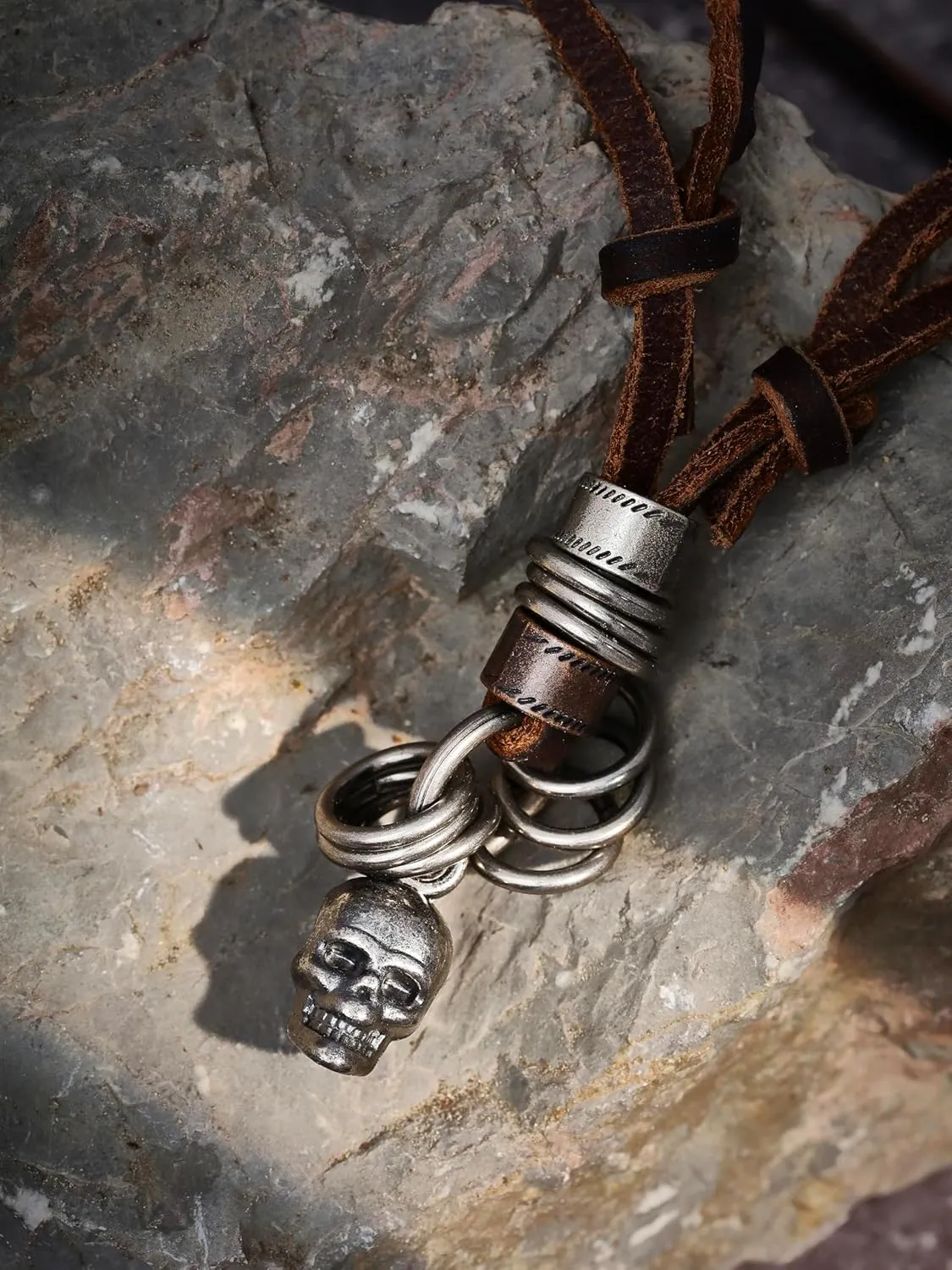 HAQUIL Boho Leather Necklace Antique Tribal Pendant, Boho Jewelry Gift for Men and Women