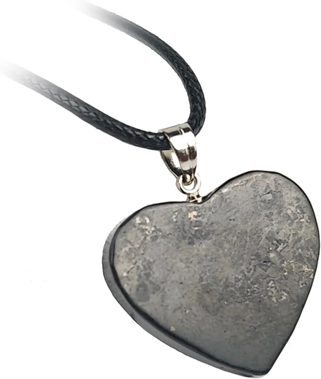 Heart Shaped Shungite Pendant Necklace Stone with Black Cord, Healing Crystal Jewelry for Women and Men