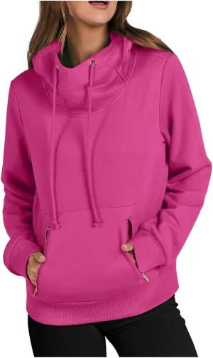 Hoodie Sweatshirt For Women Fall Fashion 2024 Casual Long Sleeve Cowl Neck Hooded Sweatshirt Teen Girls Pullovers