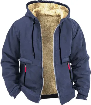 Hoodies for Men,2024 Trendy Outfits Zip Up Fleece Sherpa Lined Jacket Ultra Soft Hooded Sweatshirt with Zipper Pocket