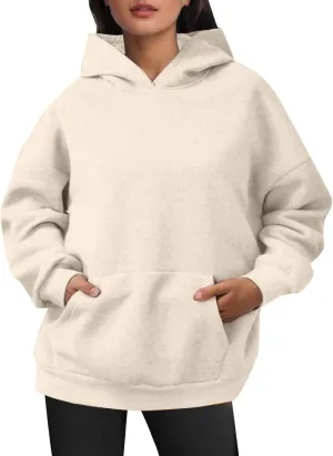 Hoodies for Women Trendy Oversized Sweatshirts Casual Fleece Long Sleeve Pullover Fall Outfits 2024 with Pocket