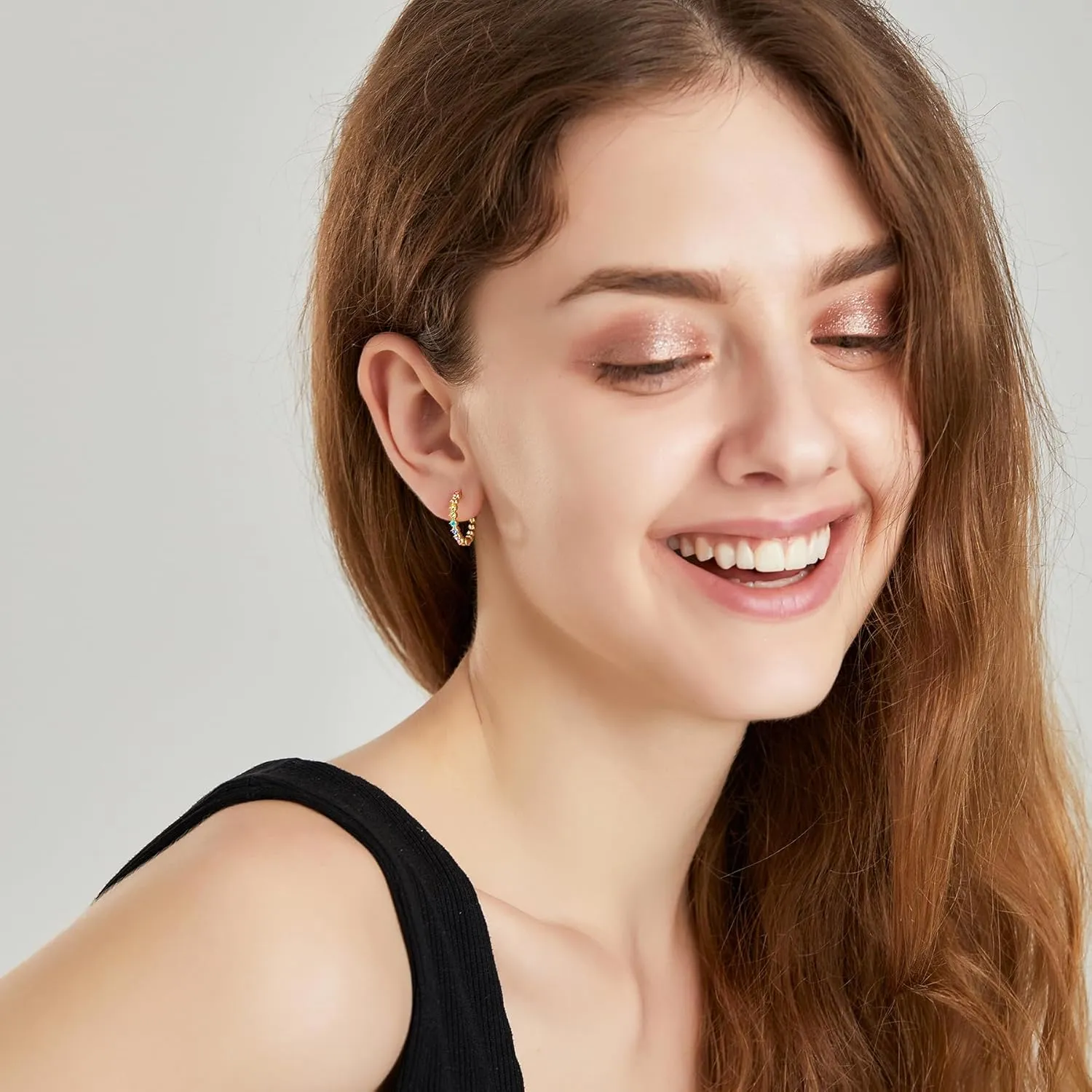 Huggie Hoop Earrings for Women,Beaded Cartilage Helix Earrings Gifts Jewelry