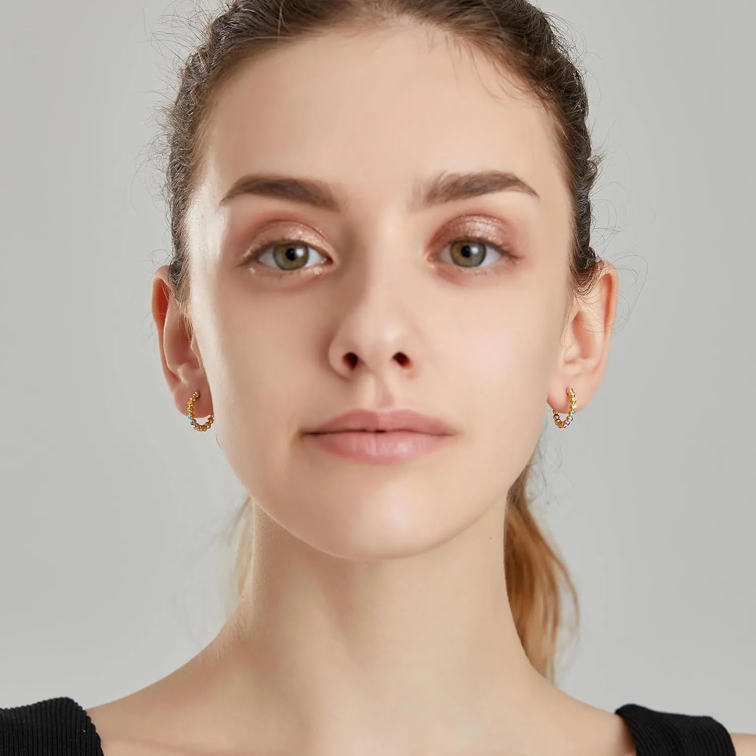 Huggie Hoop Earrings for Women,Beaded Cartilage Helix Earrings Gifts Jewelry