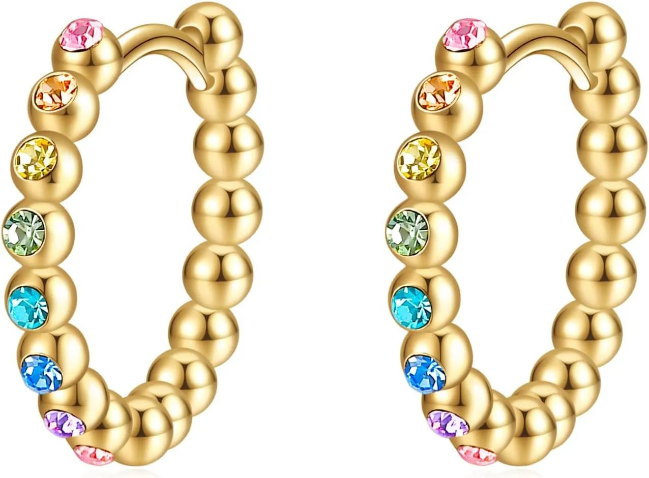 Huggie Hoop Earrings for Women,Beaded Cartilage Helix Earrings Gifts Jewelry