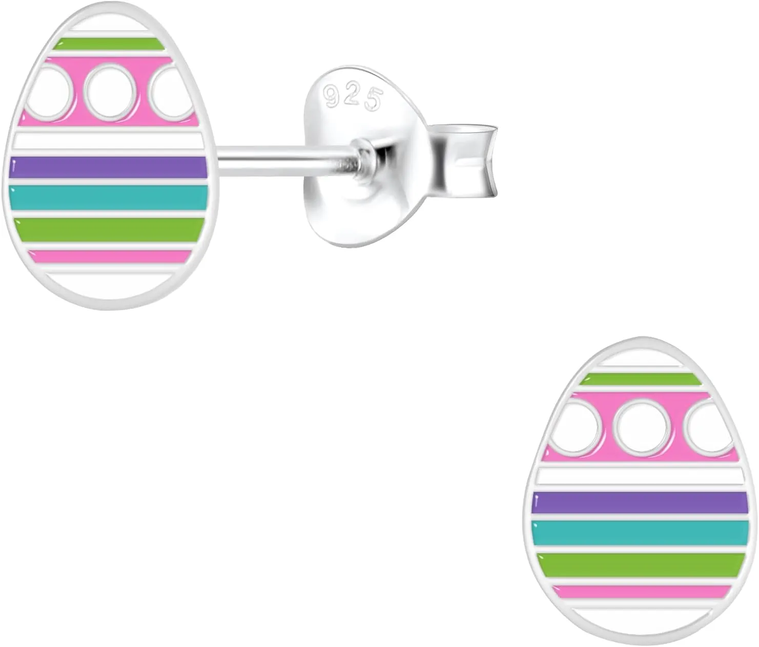 ICYROSE Solid 925 Sterling Silver Pastel colors Easter Egg Stud Earrings (Hypoallergenic nickel free)