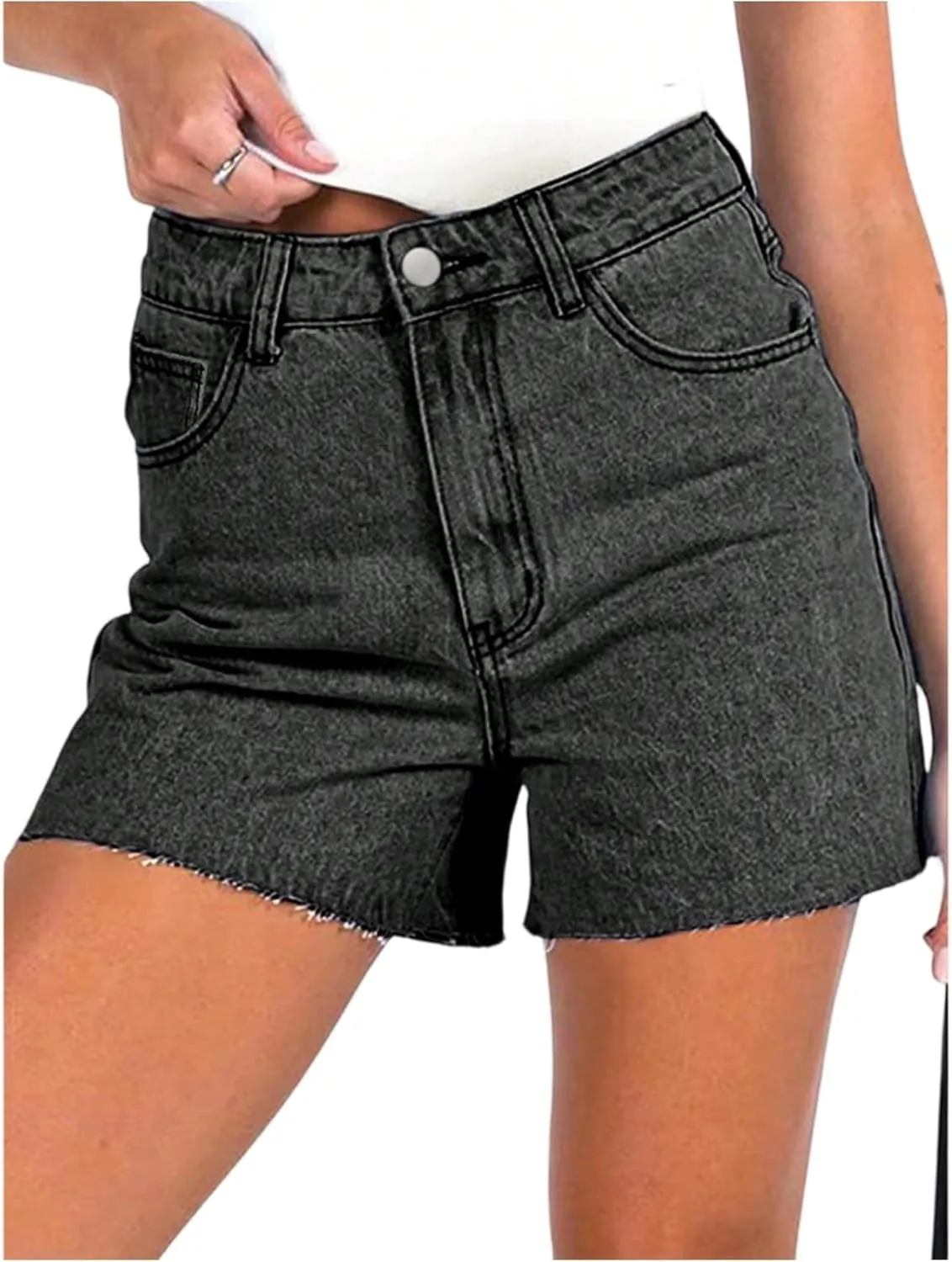 Jean Shorts Womens Cut Off High Waisted Baggy Jorts Loose Wide Leg Denim Bermuda Shorts Raw Hem Trendy Jeans