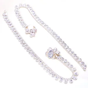 JewarHaat CZ Ad Silver Plated Indian Anklets for Women
