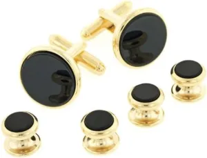 JJ Weston Onyx Tuxedo Cufflinks and Shirt Studs. Made in the USA.