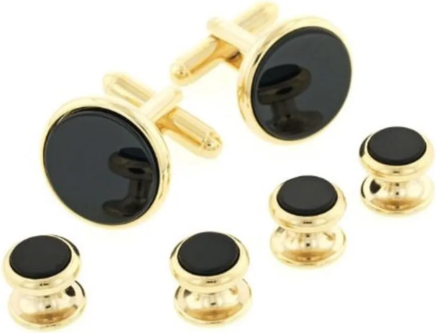 JJ Weston Onyx Tuxedo Cufflinks and Shirt Studs. Made in the USA.