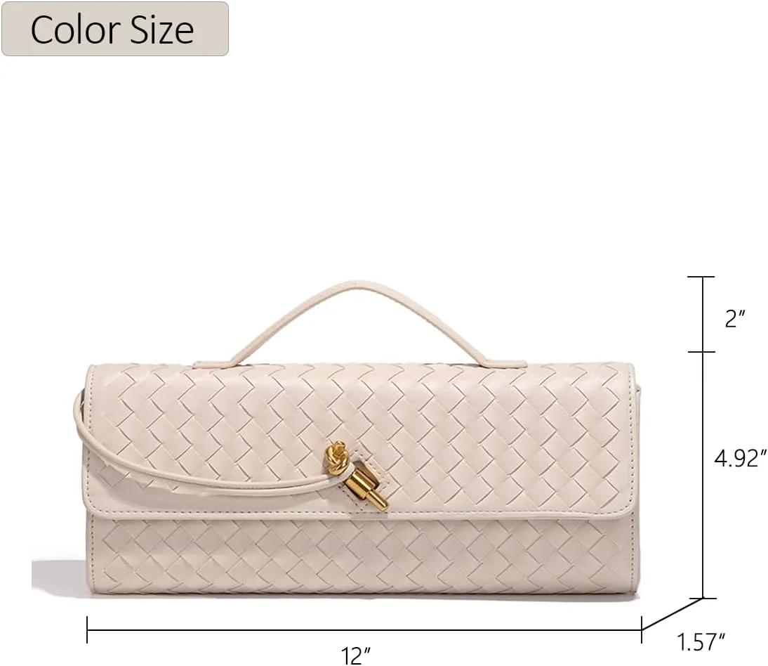 JYG Woven Handbag for Women Fashion Evening Shoulder Bag PU Leather Handmade Clutch Purse Casual Crossbody Bags 2024