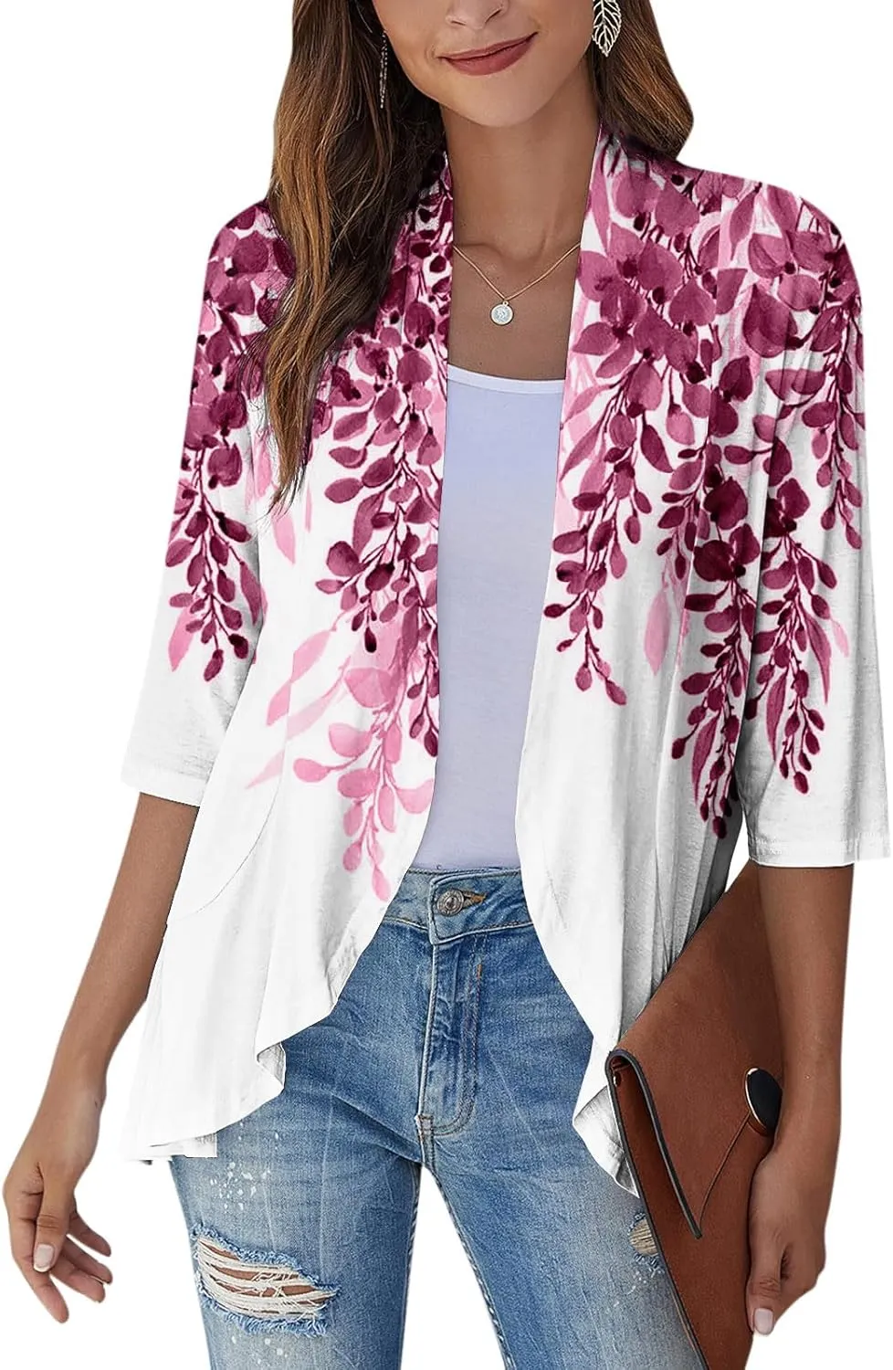 Kimonos for Women Breathable Open Front Tops Lightweight Cardigan Lrregular Hemline Cover Up Loose Fit Casual Coat